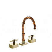 Gessi Jacqueline Смеситель для раковины на 3 отв., без д/к, излив 18,5-19,5 см, цвет: brass PVD 77013#710