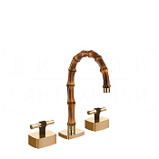 Gessi Jacqueline Смеситель для раковины на 3 от., без д/к, излив 18,5-19,5 см, цвет: warm bronze PVD 77013#735
