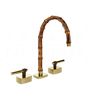 Gessi Jacqueline Смеситель для раковины на 3 от., без д/к, излив 24-25,5 см, цвет: brushed brass PVD 77015#727
