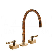 Gessi Jacqueline Смеситель для раковины на 3 отв., без д/к, излив 24-25,5 см, цвет: warm bronze PVD 77015#735