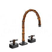 Gessi Jacqueline Смеситель для раковины на 3 отв., без д/к, излив 24-25,5 см, цвет: black metal PVD 77017#706