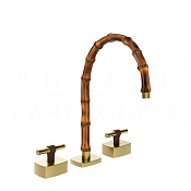 Gessi Jacqueline Смеситель для раковины на 3 от., без д/к, излив 24-25,5 см, цвет: brushed brass PVD 77017#727