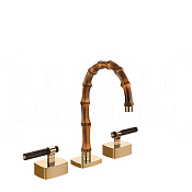 Gessi Jacqueline Смеситель для раковины на 3 от., без д/к, излив 18,5-19,5 см, цвет: warm bronze PVD 77211#735