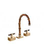 Gessi Jacqueline Смеситель для раковины на 3 от., без д/к, излив 18,5-19,5 см, цвет: warm bronze PVD 77213#735