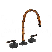 Gessi Jacqueline Смеситель для раковины на 3 отв., без д/к, излив 24-25,5 см, цвет: matte black 77215#299