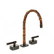 Gessi Jacqueline Смеситель для раковины на 3 отв., без д/к, излив 24-25,5 см, цвет: black metal PVD 77215#707