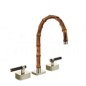Gessi Jacqueline Смеситель для раковины на 3 отв., без д/к, излив 24-25,5 см, цвет: nickel PVD 77215#720