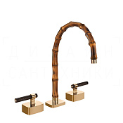 Gessi Jacqueline Смеситель для раковины на 3 отв., без д/к, излив 24-25,5 см, цвет: warm bronze PVD 77215#735