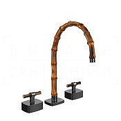 Gessi Jacqueline Смеситель для раковины на 3 отв., без д/к, излив 24-25,5 см, цвет: black metal PVD 77217#706