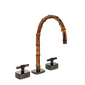 Gessi Jacqueline Смеситель для раковины на 3 отв., без д/к, излив 24-25,5 см, цвет: black metal PVD 77217#707