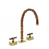 Gessi Jacqueline Смеситель для раковины на 3 от., без д/к, излив 24-25,5 см, цвет: brushed brass PVD 77217#727