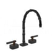 Gessi Jacqueline Смеситель для раковины на 3 отв., без д/к, излив 24-25,5 см, цвет: matte black 77315#299