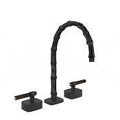 Gessi Jacqueline Смеситель для раковины на 3 отв., без д/к, излив 24-25,5 см, цвет: matte black 77415#299