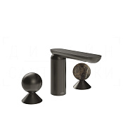 Gessi Perle Смеситель для раковины на 3 отв., без д/к, излив 13,2 см, цвет: black metal brushed PVD 74015#707