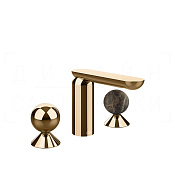 Gessi Perle Смеситель для раковины на 3 отв., без д/к, излив 13,2 см, цвет: warm bronze PVD 74015#735