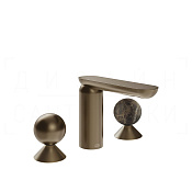 Gessi Perle Смеситель для раковины на 3 отв., без д/к, излив 13,2 см, цвет: coffee bronze brushed 74015#761