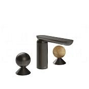 Gessi Perle Смеситель для раковины на 3 отв., без д/к, излив 13,2 см, цвет: black metal brushed PVD 74035#707