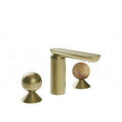 Gessi Perle Смеситель для раковины на 3 отв., без д/к, излив 13,2 см, цвет: brushed brass PVD 74035#727