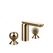 Gessi Perle Смеситель для раковины на 3 отв., без д/к, излив 13,2 см, цвет: warm bronze PVD 74045#735