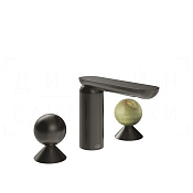 Gessi Perle Смеситель для раковины на 3 отв., без д/к, излив 13,2 см, цвет: black metal brushed PVD 74055#707