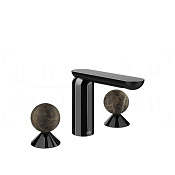Gessi Perle Смеситель для раковины на 3 отв., без д/к, излив 13,2 см, цвет: black metal PVD 74115#706