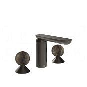 Gessi Perle Смеситель для раковины на 3 отв., без д/к, излив 13,2 см, цвет: black metal brushed PVD 74115#707
