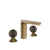 Gessi Perle Смеситель для раковины на 3 отв., без д/к, излив 13,2 см, цвет: warm bronze brushed PVD 74115#726