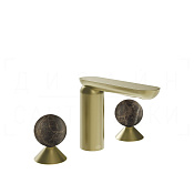 Gessi Perle Смеситель для раковины на 3 отв., без д/к, излив 13,2 см, цвет: brushed brass PVD 74115#727
