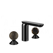 Gessi Perle Смеситель для раковины на 3 отв., без д/к, излив 13,2 см, цвет: black metal PVD 74125#706