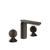 Gessi Perle Смеситель для раковины на 3 отв., без д/к, излив 13,2 см, цвет: black metal brushed PVD 74125#707