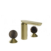 Gessi Perle Смеситель для раковины на 3 отв., без д/к, излив 13,2 см, цвет: brushed brass PVD 74125#727
