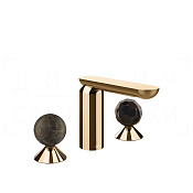 Gessi Perle Смеситель для раковины на 3 отв., без д/к, излив 13,2 см, цвет: warm bronze PVD 74125#735