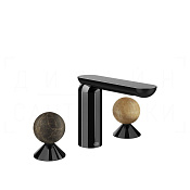 Gessi Perle Смеситель для раковины на 3 отв., без д/к, излив 13,2 см, цвет: black metal PVD 74135#706
