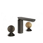 Gessi Perle Смеситель для раковины на 3 отв., без д/к, излив 13,2 см, цвет: black metal brushed PVD 74135#707