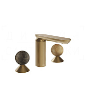 Gessi Perle Смеситель для раковины на 3 отв., без д/к, излив 13,2 см, цвет: warm bronze brushed PVD 74135#726