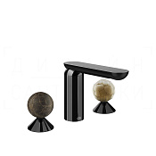 Gessi Perle Смеситель для раковины на 3 отв., без д/к, излив 13,2 см, цвет: black metal PVD 74145#706