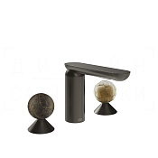 Gessi Perle Смеситель для раковины на 3 отв., без д/к, излив 13,2 см, цвет: black metal brushed PVD 74145#707