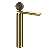 Gessi Perle Смеситель для раковины высокий, с донным клапаном, излив 27,4 см, цвет: brass PVD 74153#710
