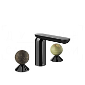 Gessi Perle Смеситель для раковины на 3 отв., без д/к, излив 13,2 см, цвет: black metal PVD 74155#706