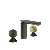 Gessi Perle Смеситель для раковины на 3 отв., без д/к, излив 13,2 см, цвет: black metal brushed PVD 74155#707