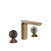 Gessi Perle Смеситель для раковины на 3 отв., без д/к, излив 13,2 см, цвет: warm bronze brushed PVD 74165#726