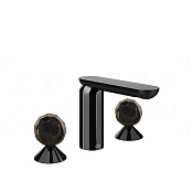 Gessi Perle Смеситель для раковины на 3 отв., без д/к, излив 13,2 см, цвет: black metal PVD 74225#706