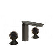 Gessi Perle Смеситель для раковины на 3 отв., без д/к, излив 13,2 см, цвет: black metal brushed PVD 74225#707