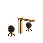 Gessi Perle Смеситель для раковины на 3 отв., без д/к, излив 13,2 см, цвет: warm bronze PVD 74225#735