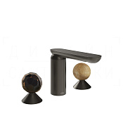 Gessi Perle Смеситель для раковины на 3 отв., без д/к, излив 13,2 см, цвет: black metal brushed PVD 74235#707