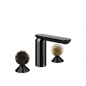 Gessi Perle Смеситель для раковины на 3 отв., без д/к, излив 13,2 см, цвет: black metal PVD 74245#706