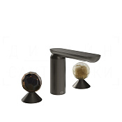 Gessi Perle Смеситель для раковины на 3 отв., без д/к, излив 13,2 см, цвет: black metal brushed PVD 74245#707