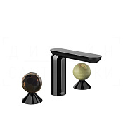 Gessi Perle Смеситель для раковины на 3 отв., без д/к, излив 13,2 см, цвет: black metal PVD 74255#706