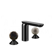 Gessi Perle Смеситель для раковины на 3 отв., без д/к, излив 13,2 см, цвет: black metal PVD 74265#706