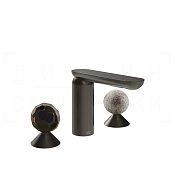 Gessi Perle Смеситель для раковины на 3 отв., без д/к, излив 13,2 см, цвет: black metal brushed PVD 74265#707